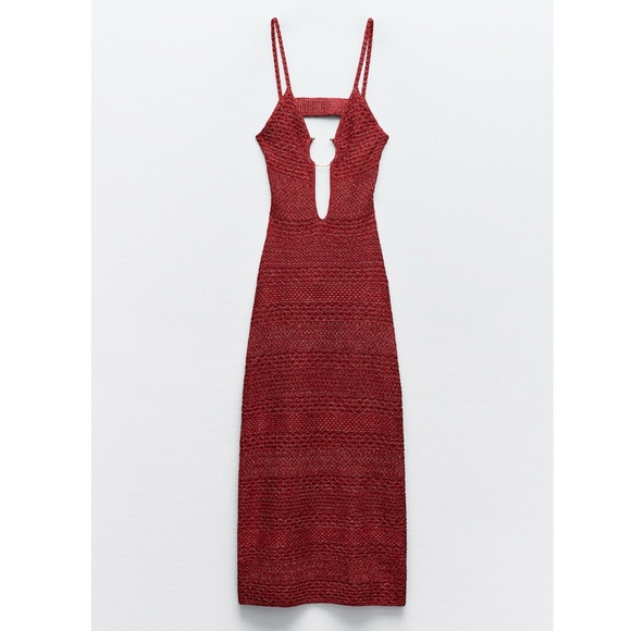 Zara BUCKLED CUT OUT KNIT DRESS - Picture 9 of 16